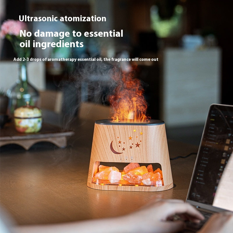 Salt Flame Aroma Diffuser Usb Colorful Flame Gradient Ultrasonic Aroma Diffuser